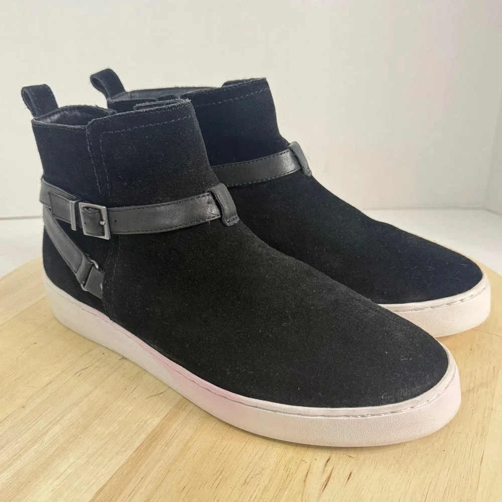 VIONIC Women's Ankle Boots Mitzi Black Suede Sneakers Platform Shoes Size 8.5